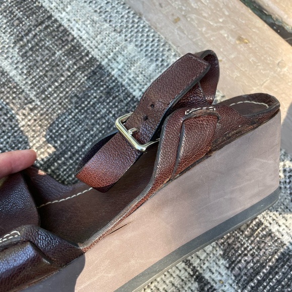Jil Sander leather platform sandals/ wedges in gorgeous brown size 38